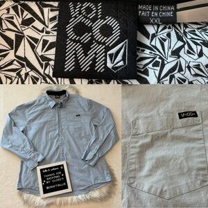Volcom Blue Long Sleeve Button Down Shirt | Men’s XXL
